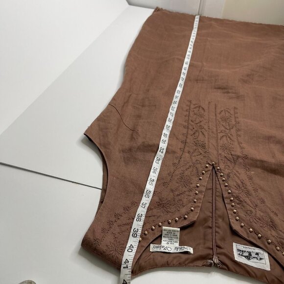 Nikki Valenti 100% Irish Linen Shift Dress Size 12 Embroidered Beaded Lagenlook - Picture 13 of 14